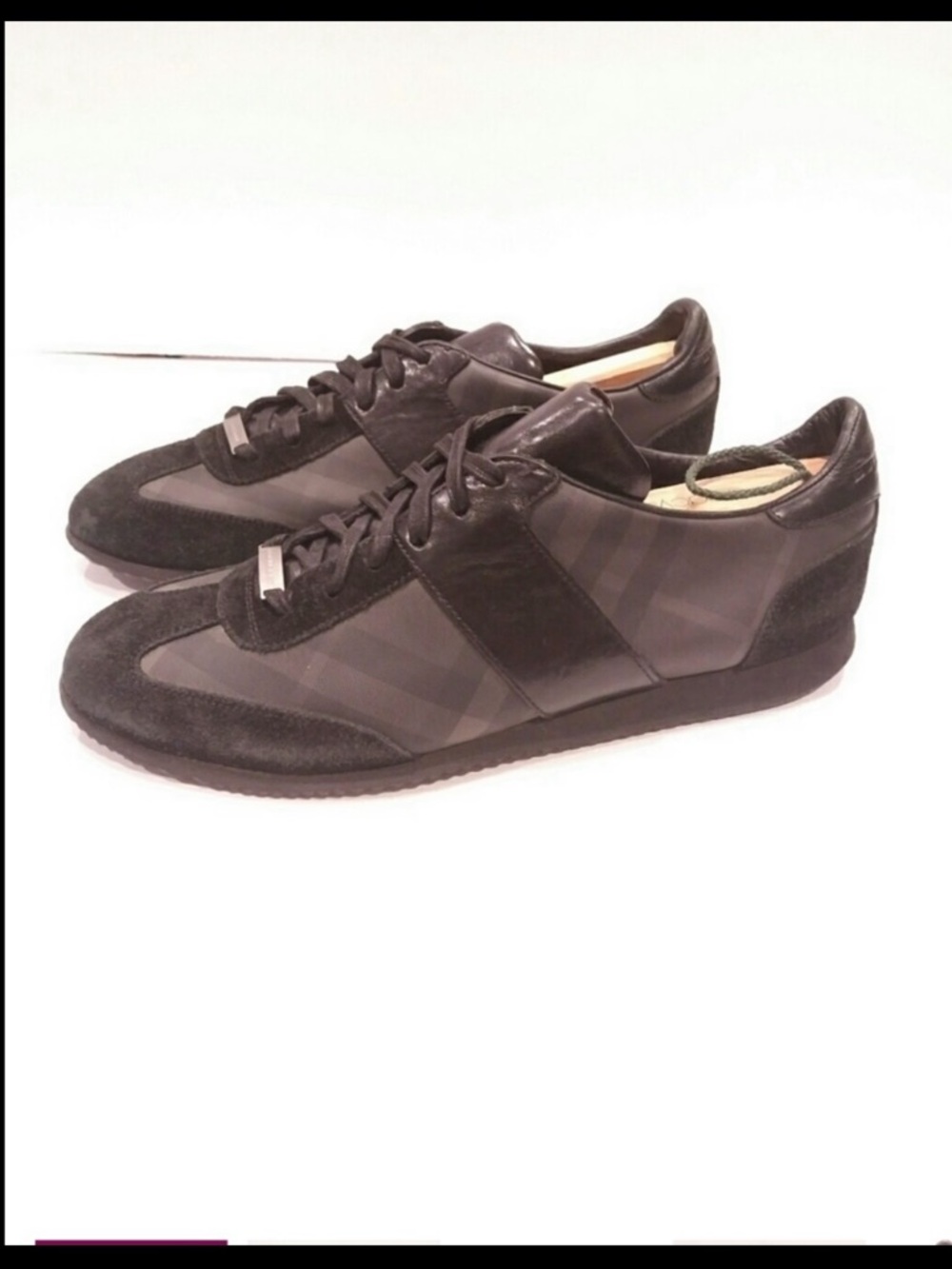 Burberry Black Low-Top Suede & Nylon Sneakers